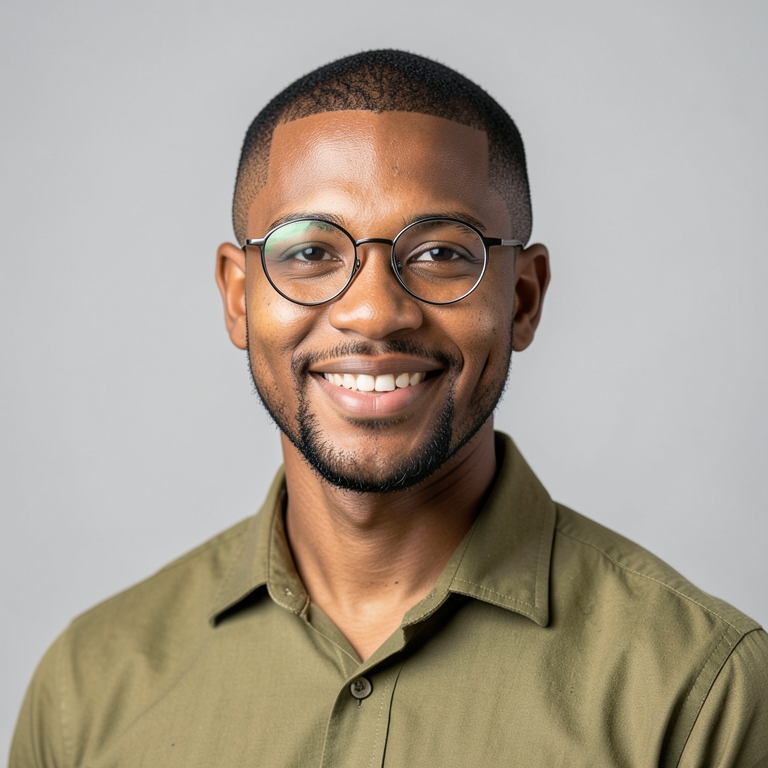 AI-generated portrait of Eli Okonkwo, a fictional character