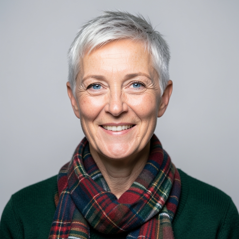 AI-generated portrait of Jo Mackenzie, a fictional character