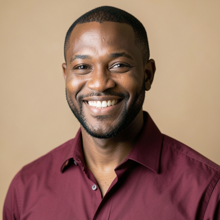 AI-generated portrait of Marcus Bell, a fictional character